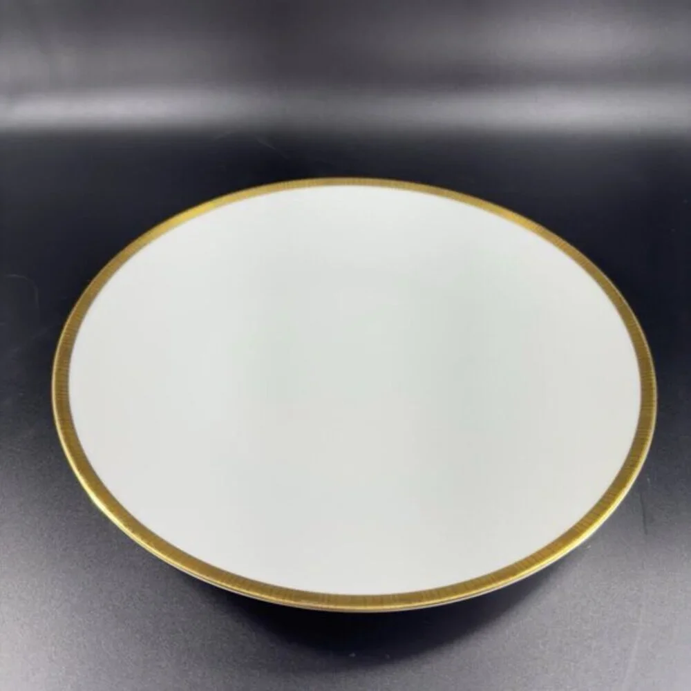 Rosenthal Germany 3680 White Gold Band Black Lines Dish Plate 9.75Inch Set 3 VTG